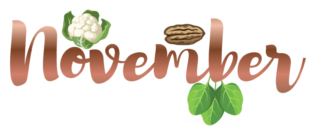 November with cauliflower pecan and spinach